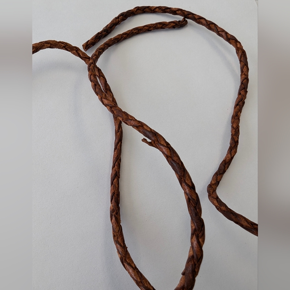 VTG LARGE WOOD HEART W/LEATHER NECKLACE - Picture 6 of 8